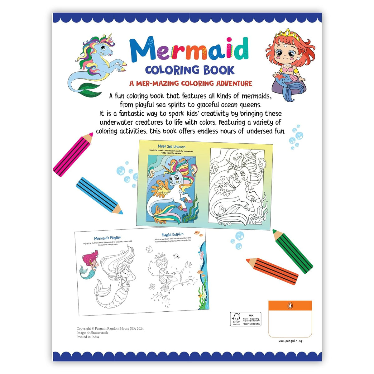 Mermaid Coloring Book: Fun Underwater Coloring Activity Book for Kids