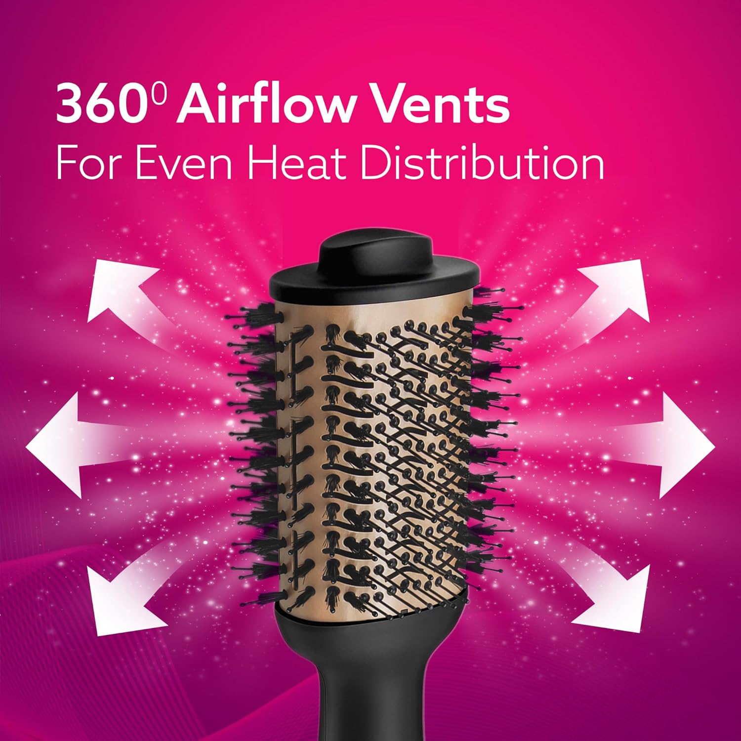 AGARO HV2179 Hot Air Brush for Hair, Volumizer & Styler, 360° Airflow Vent, 1200W, Gold & Black