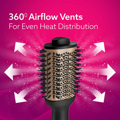 AGARO HV2179 Hot Air Brush for Hair, Volumizer & Styler, 360° Airflow Vent, 1200W, Gold & Black