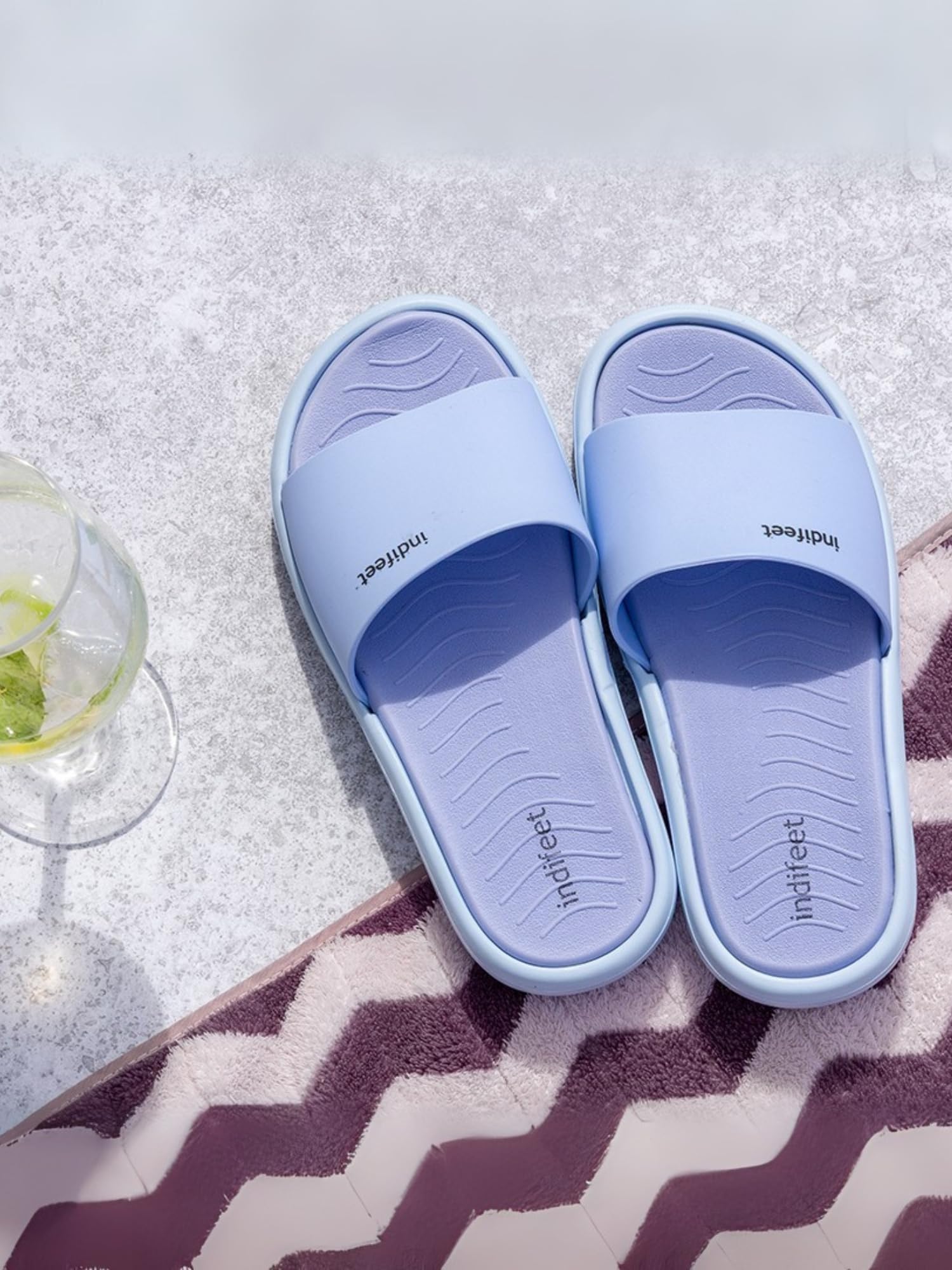 Indifeet Comfortable Rubber Slides for Women - Blue - View 4