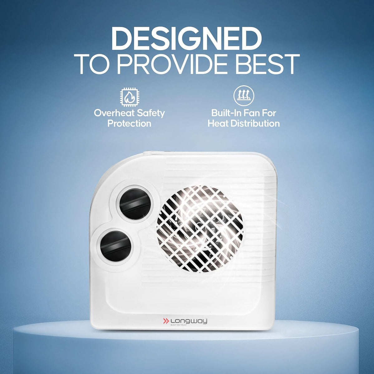 Longway Magma Fan Room Heater 2 Heat Modes (1000W/2000W)  ISI Approved  Advanced Overheat Protection  PTC Ceramic Element 1-Year Replacement Warranty | White
