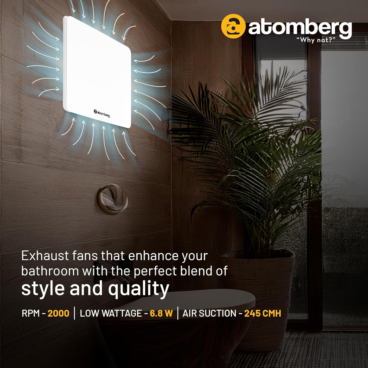 Atomberg Studio 150 mm BLDC Exhaust Fan with Low Noise Operation – Gloss White