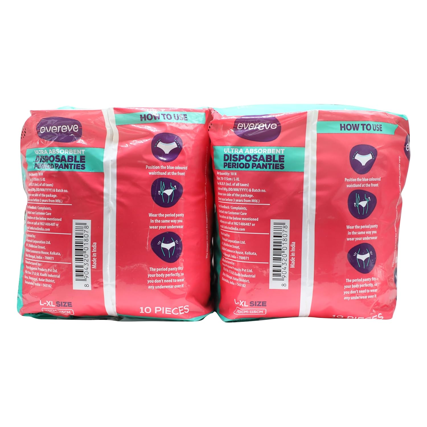 Evereve Ultra Absorbent Disposable Period Panties (L-Xl Size), 10 Piece Pack (Buy 1 Get 1),Women