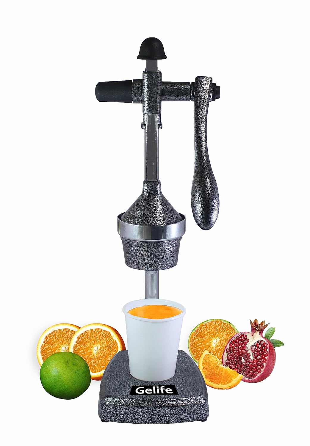 Gelife Manual Fruit Juicer Hand Press Citrus Cold Press Juice Machine for Home Made Instant Guest Serving Drink - Grey