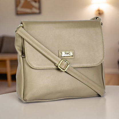 Elegant PU Leather Sling Bag – Classic & Versatile (Beige)
