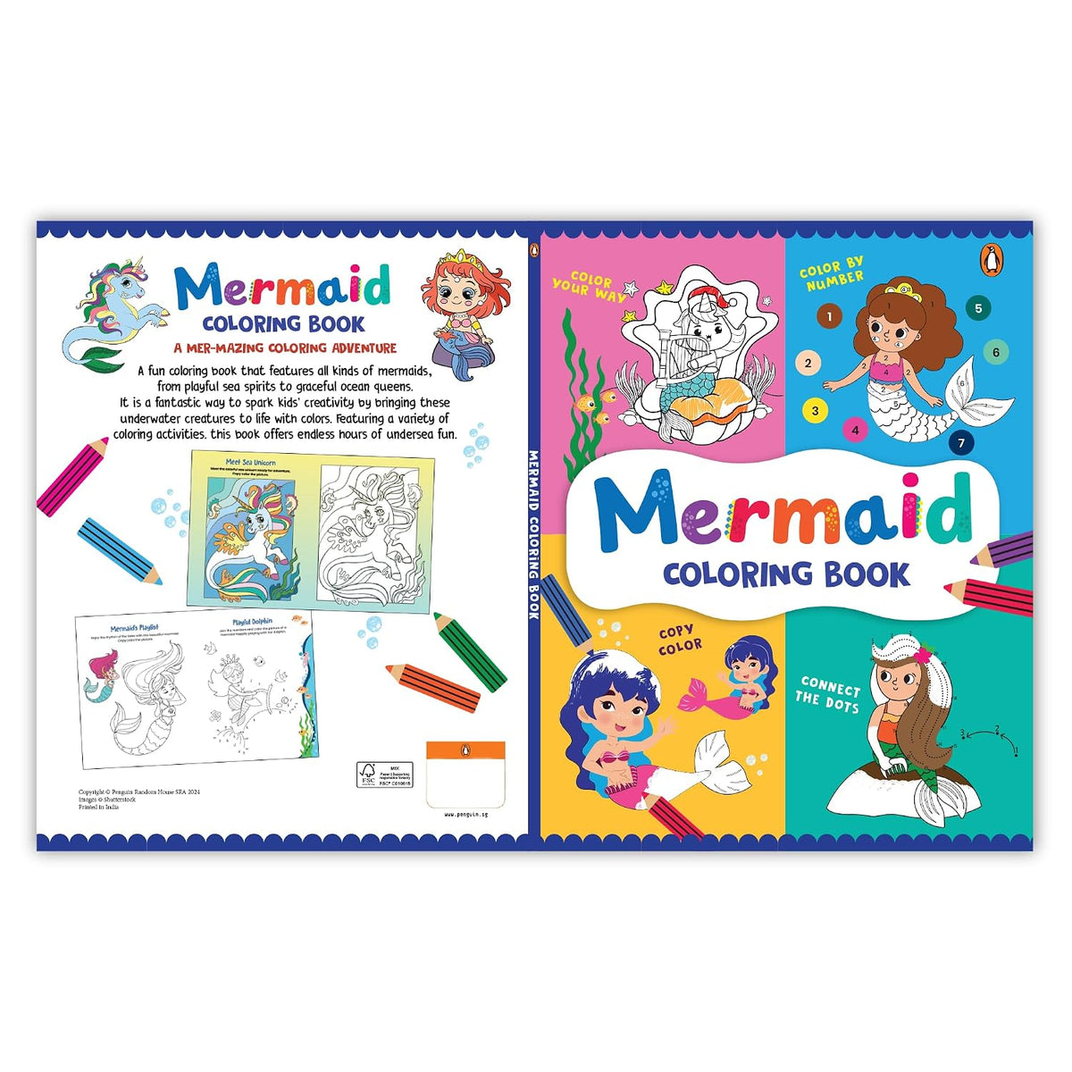 Mermaid Coloring Book: Fun Underwater Coloring Activity Book for Kids