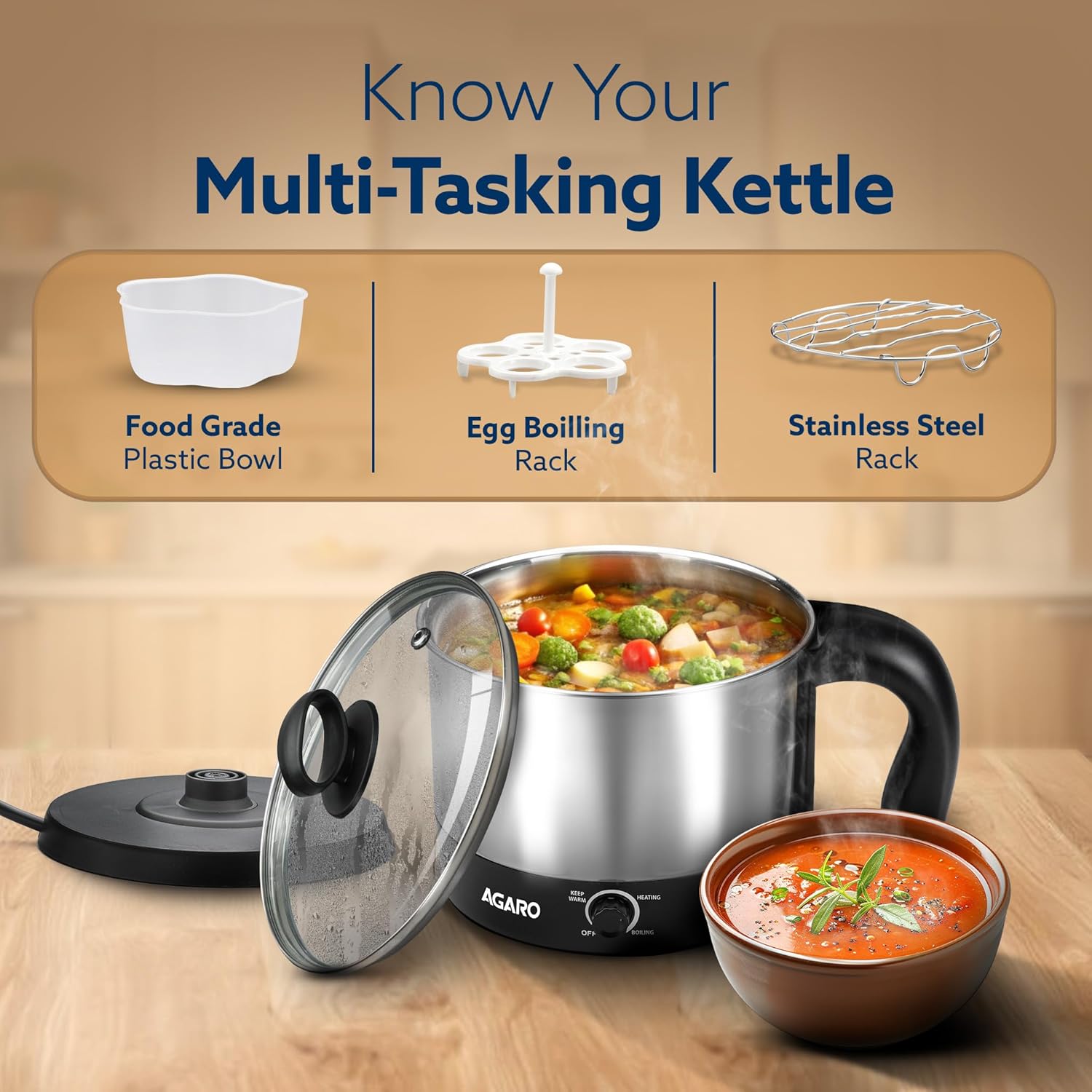 AGARO Esteem Stainless Steel Electric Kettle with Heating Technology