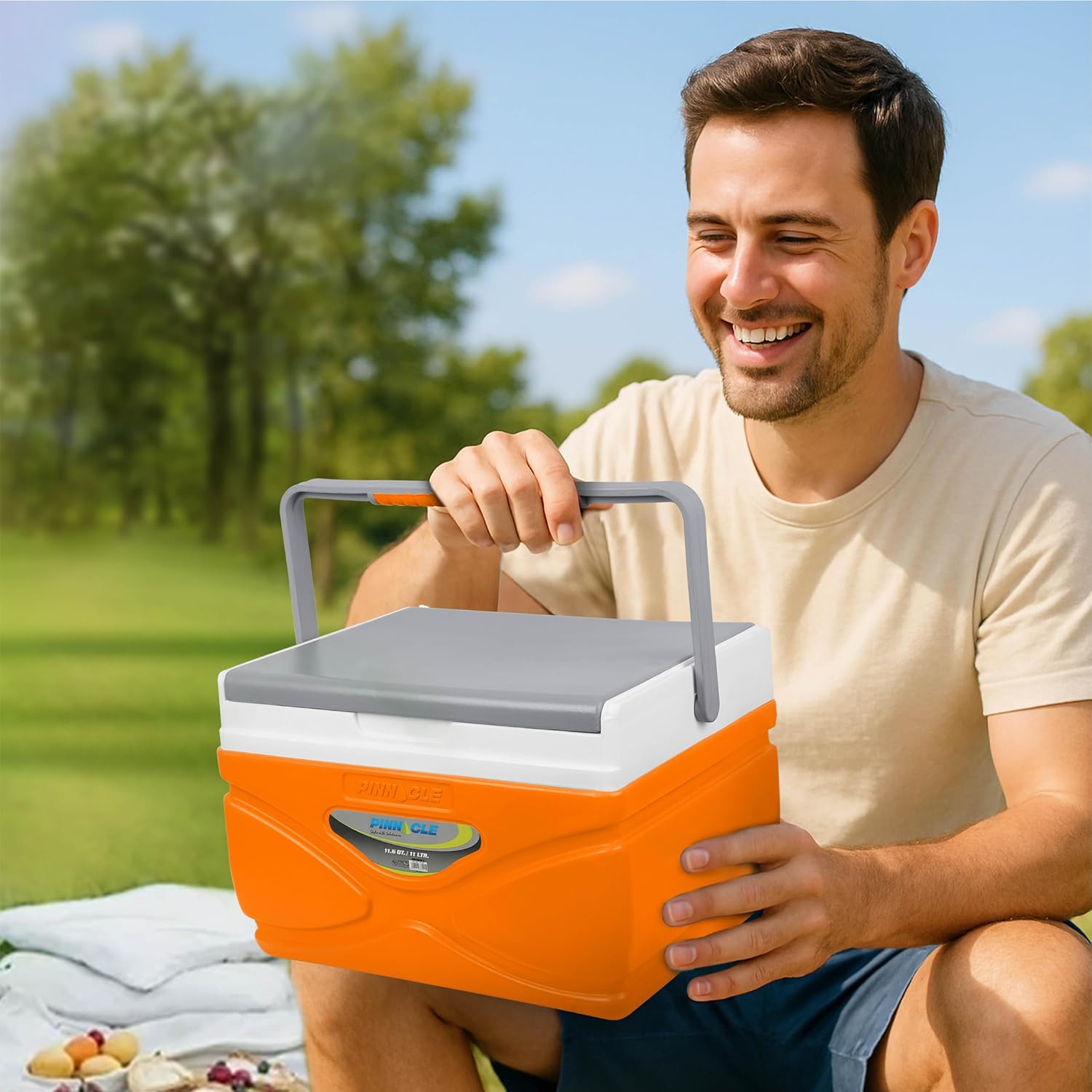 Pinnacle Prudence 11L Chiller Ice Box | Fits 16 Cans | Hold Ice Upto 48hrs | Lid Used as Tray | Portable Insulated Ice Cooler Box for Car Travel,Parties, Medical, Picnics, Camping, Sports(Multicolor)