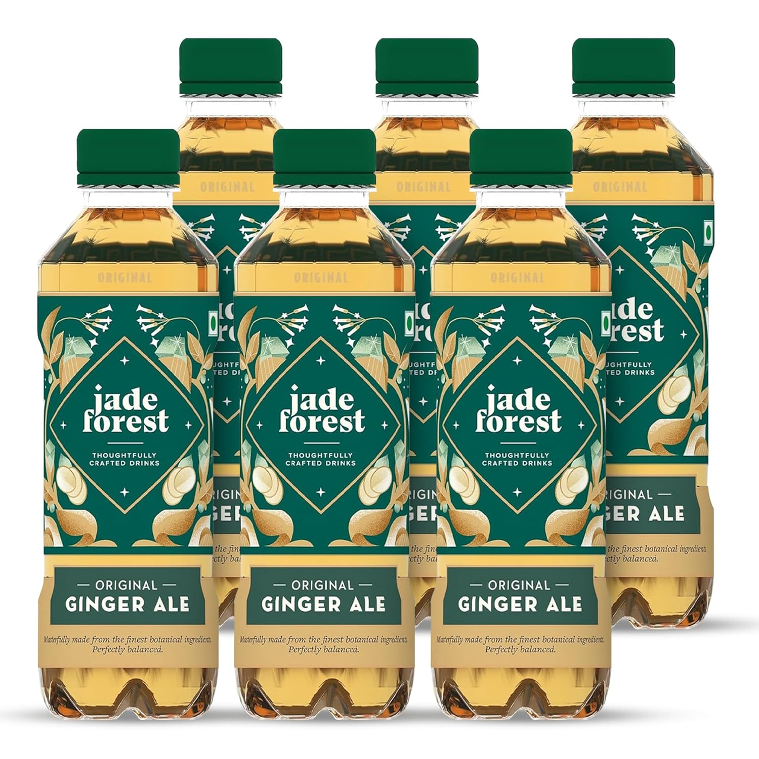 Jade Forest Premium Ginger Ale 250 ML Pack of 6 – Low Calorie Sparkling Ginger Drink | No Artificial Sweeteners or Flavours | Refreshing Ready-to-Drink Beverage