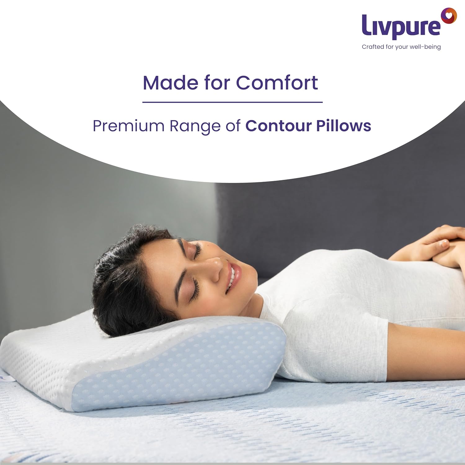 Livpure Smart Breeze Cervical Ortho Pillow – Perforated Memory Foam Neck Support Pillow, White
