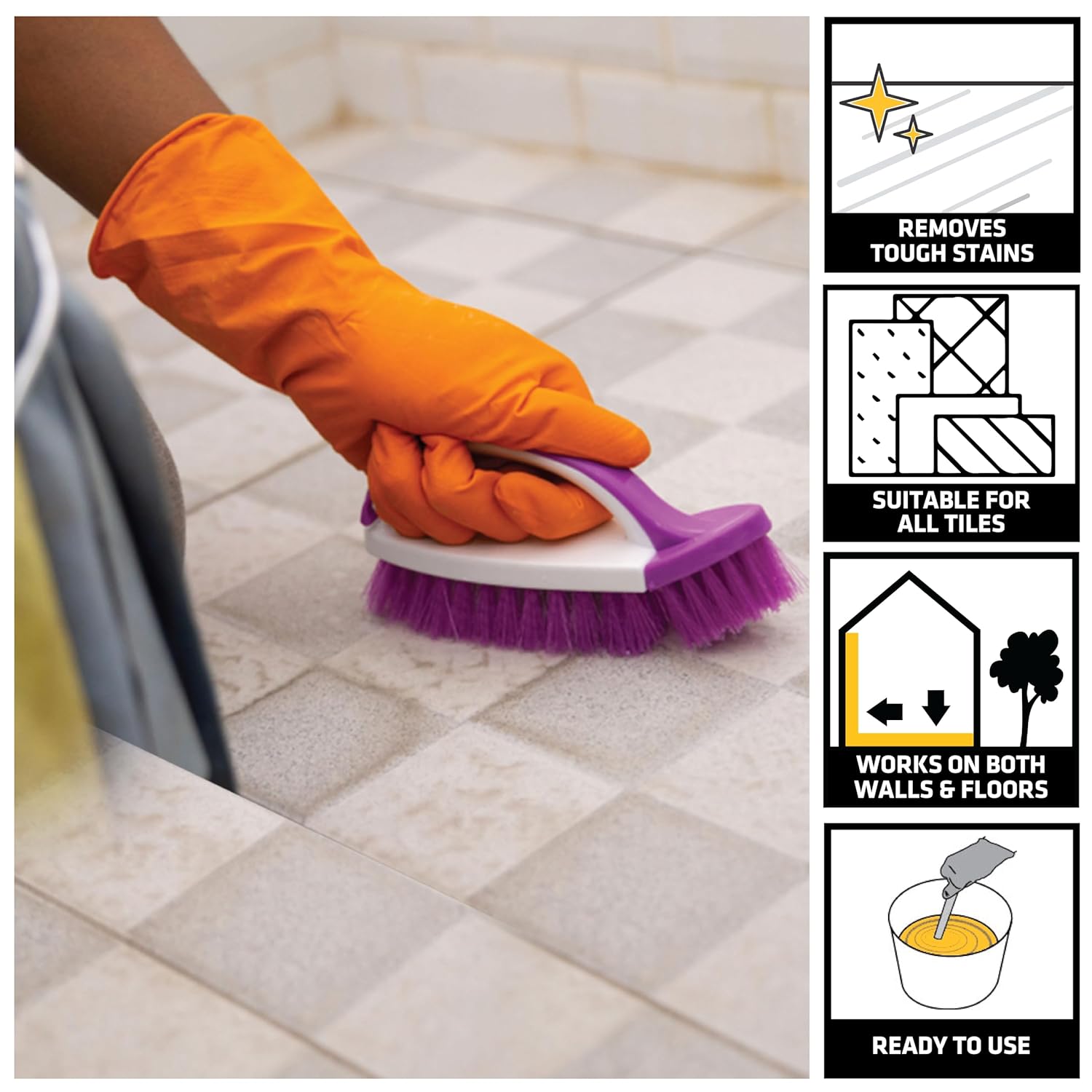 SIKA - Tile Cleaning Agent - SikaCeram-951 Tile Cleaner - Removes Tough Stains & Grout Without Damaging Shine (Ceramic, Porcelain, Vitrified Tiles) - Pink - 1L