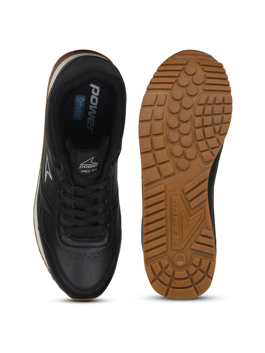 Power Men Black Lace-up Oxford Sports Shoes - Black - View 4