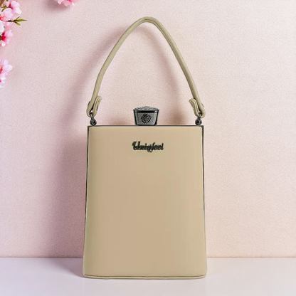 Metallic Box Clutch Handbag with Crown Lock