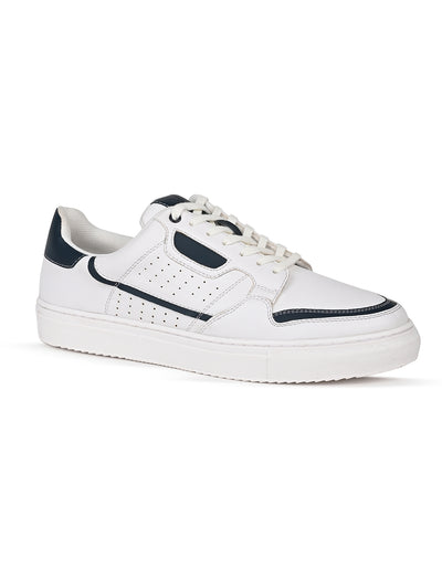 The Aldor White & Navy Men Casual Sneaker V8 By Ruosh
