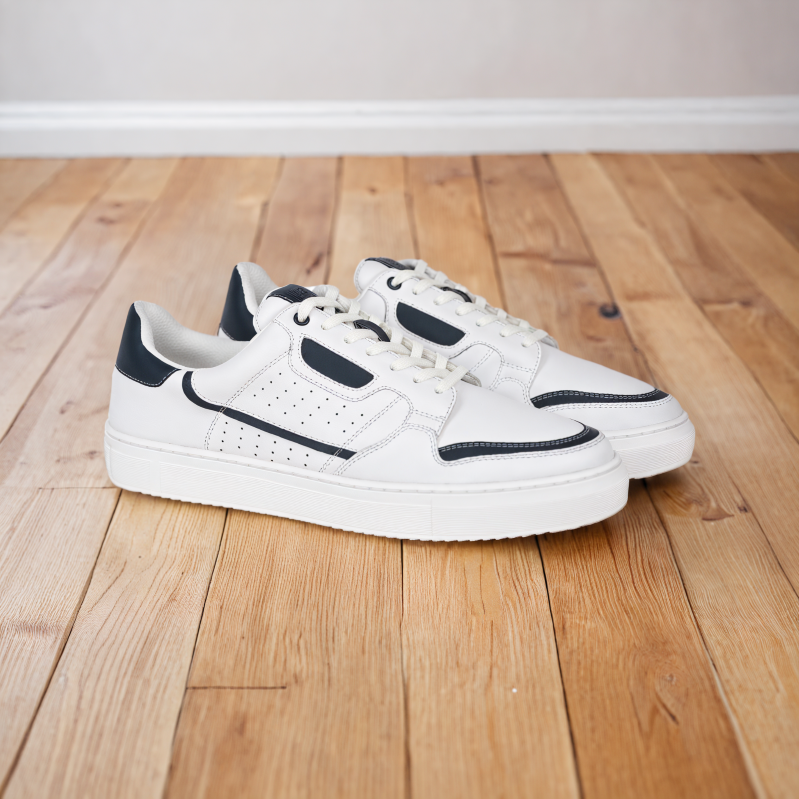 The Aldor White & Navy Men Casual Sneaker V8 By Ruosh