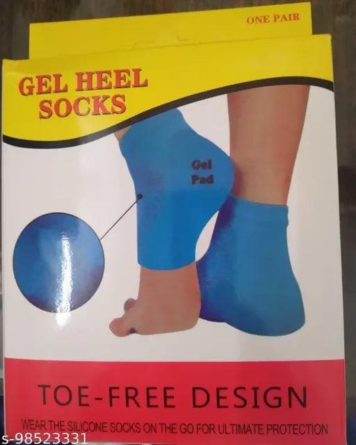 Silicone Gel Heel Socks For Dry Hard Cracked Heels Repair Heel Support Plantar Fasciitis for Men and Women (Blue, 2 pairs) - HalfPe