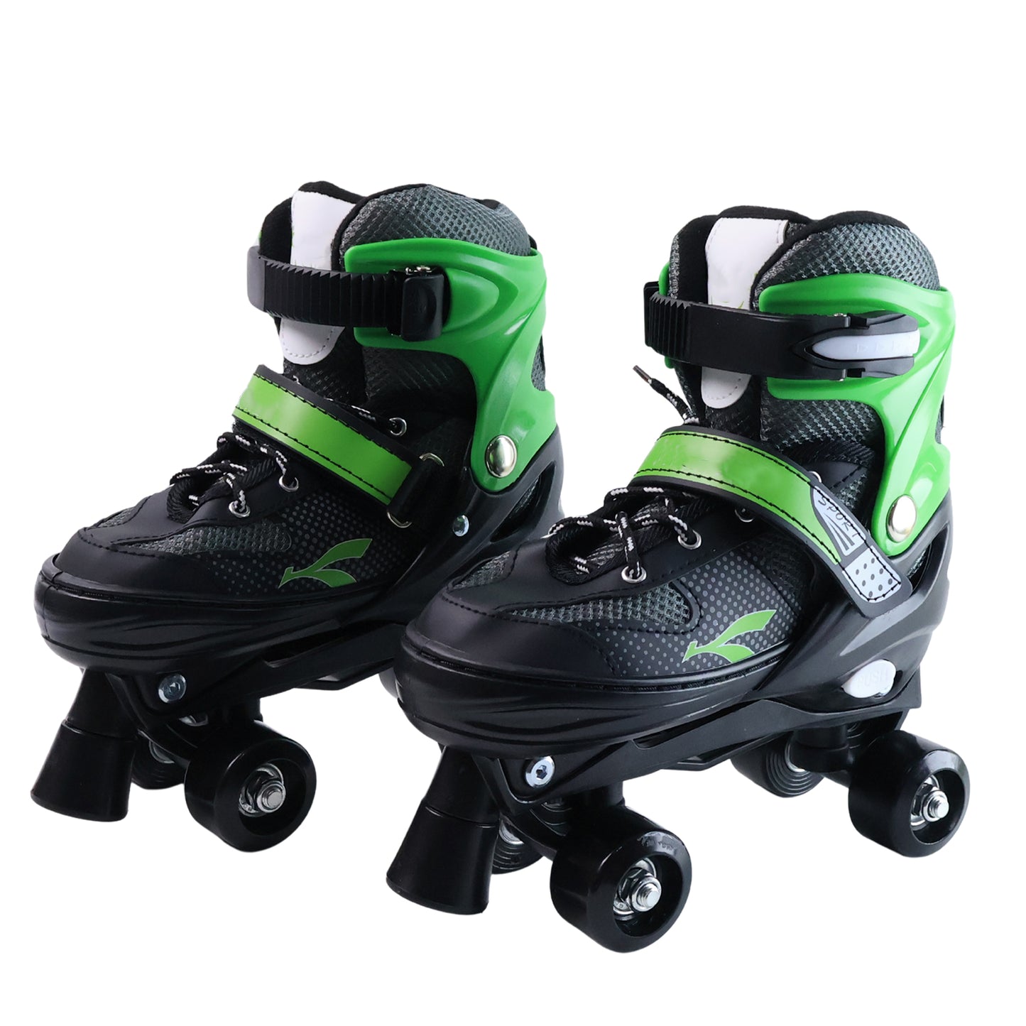 Adjustable Quad Roller Skates for Kids with Large Size Inline Skating Shoes with Safety Buckle & Strap (Large  1 Pair)