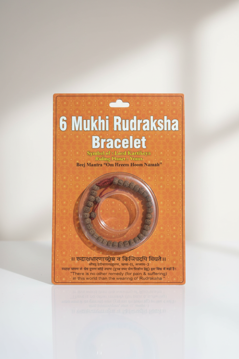 6 Mukhi Rudraksha Bracelet – Sacred Beaded Bracelet for Confidence, Strength & Emotional Balance