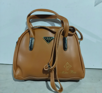 Elegant Brown Leather Satchel Handbag for Women (TPT)