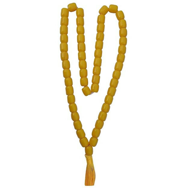 Yellow Kerwa Mala – Bright Traditional Beaded Necklace for Prayer, Meditation & Daily Wear