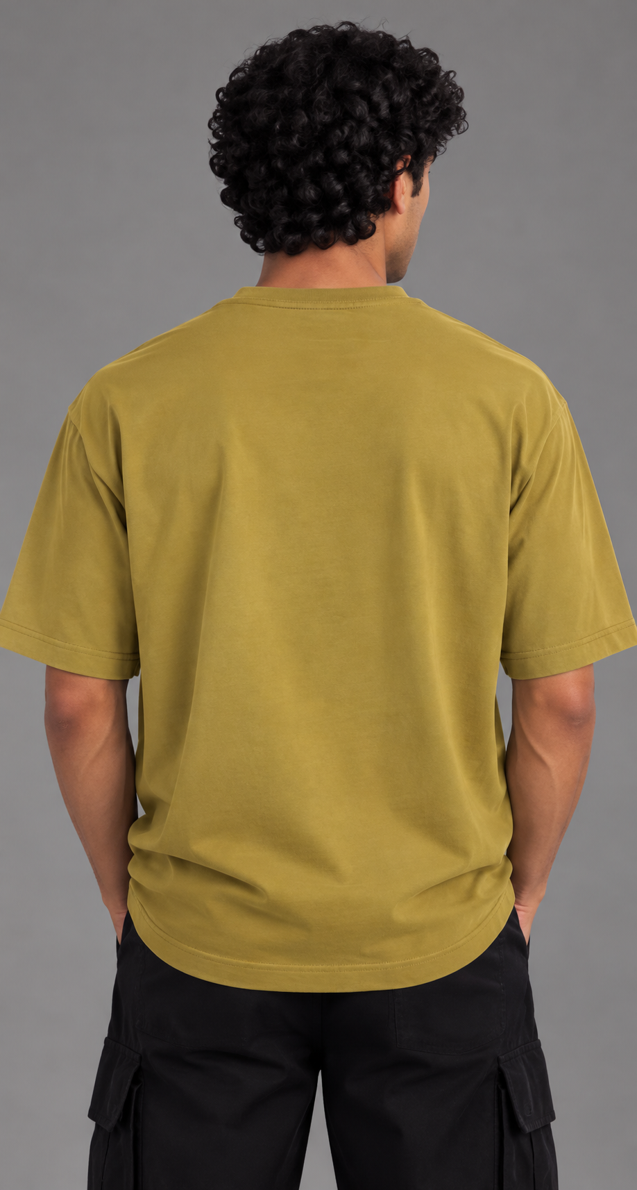 HUSTLE Men's Crew Neck Oversized T-Shirt – Golden Olive