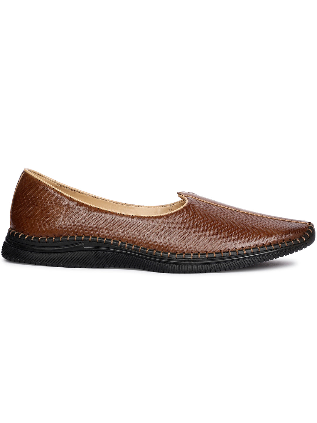 Bata Men's Tan Ethnic Mojaris - Tan