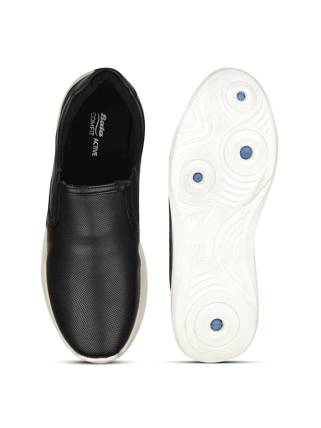 Bata Comfit Men's Black Casual Slip-on Shoes - Black