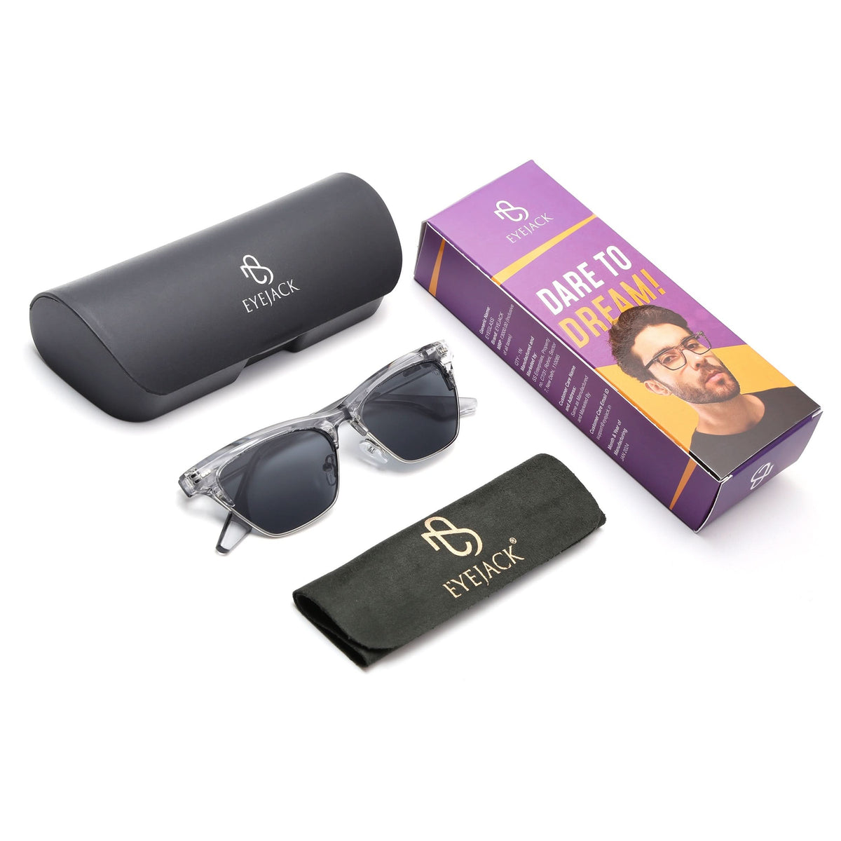 Eyejack Grey Cateye Sunglasses for Men and Women - Style 1250 - detail view