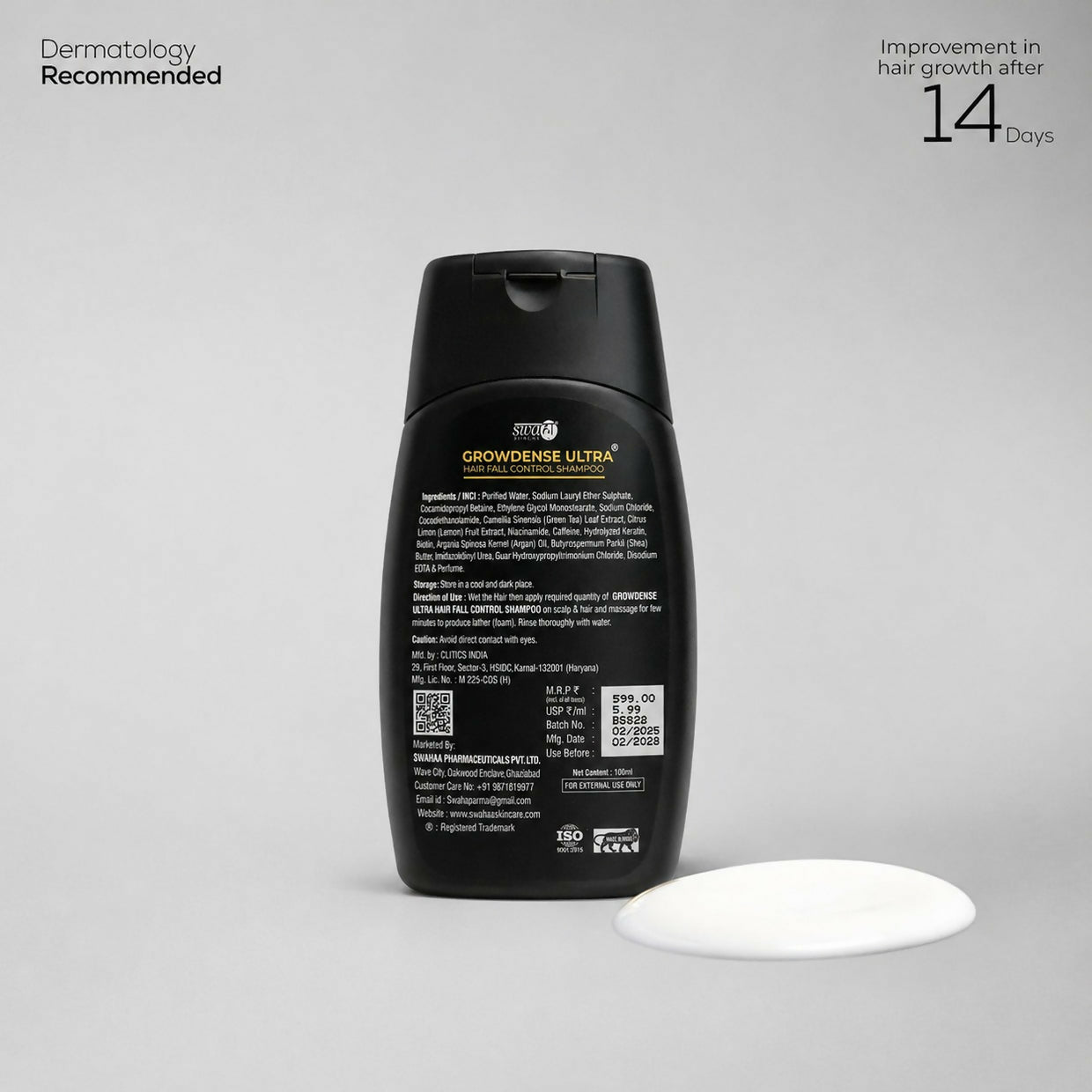 Growdense Ultra Hair Fall Control Shampoo (Pack of 2) (100ml)