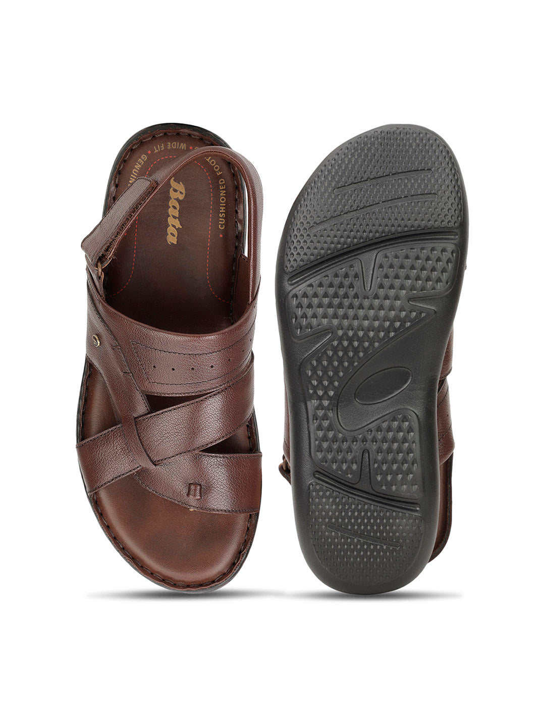 Bata Men Dark Brown Casual Backstrap Sandal - Dark Brown - View 4