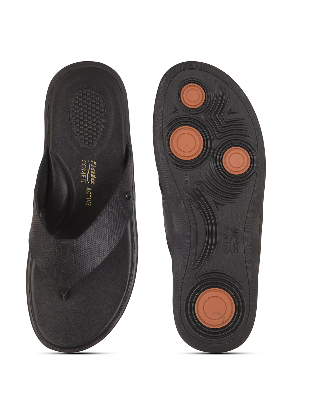 Bata Comfit Men Black Casual Thong Sandal - Black - View 4