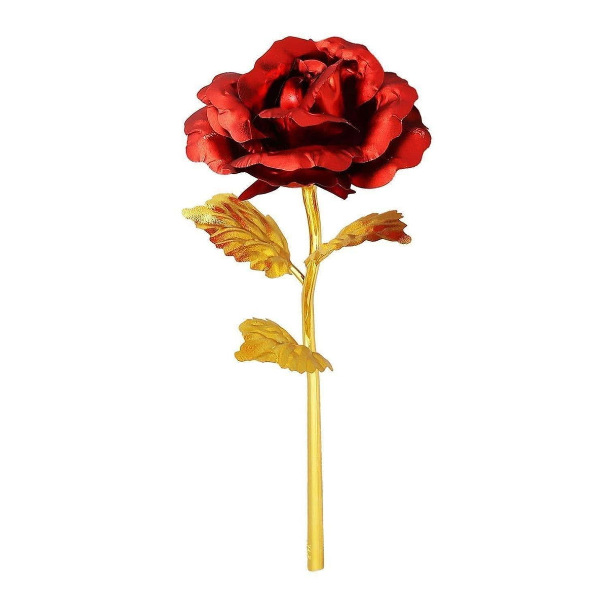 24k Artificial Golden Rosegold Red Rose With Gift Box (10 Inches) HP DD