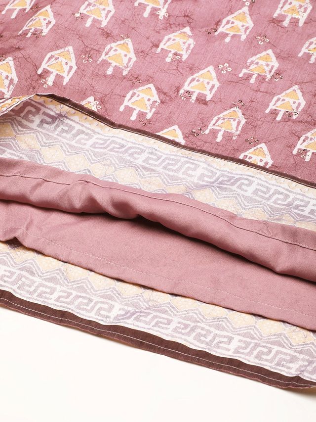 Bollywood Vogue Ready To Wear Mauve Art Silk Digital Printed Jumpsuits