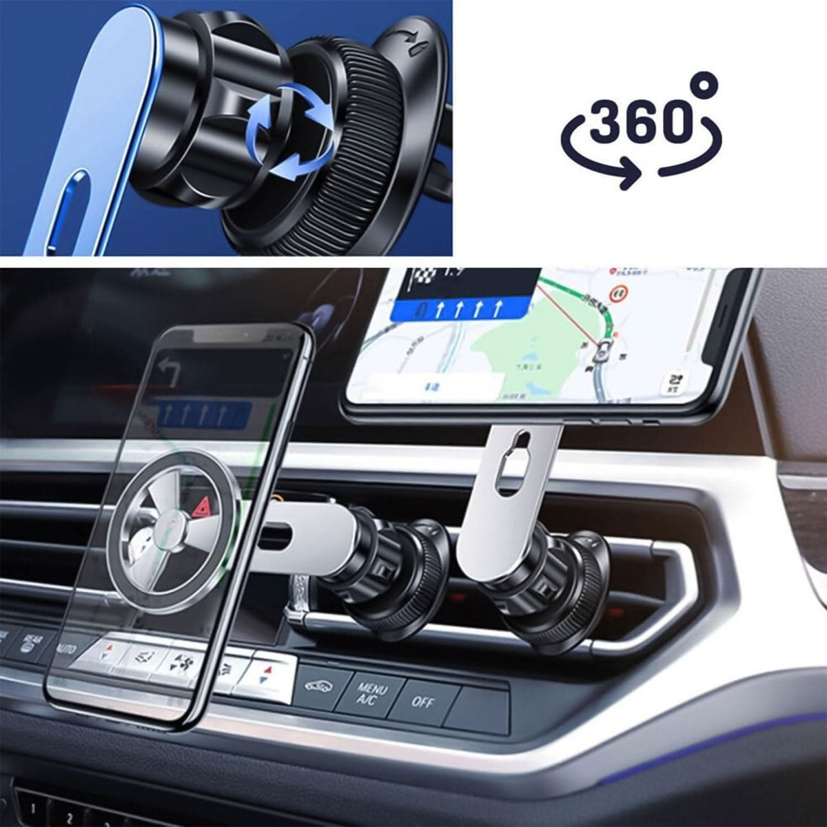360 Rotatable  Foldable Air Vent Magnetic Phone Holder (1 Pc) HP DD