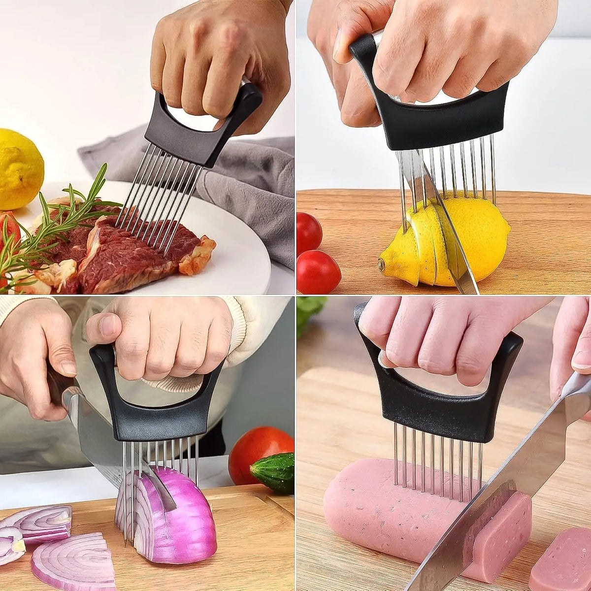 Stainless Steel Onion Cutter  Vegetable Slicer Holder Tool (1 Pc) HP DD