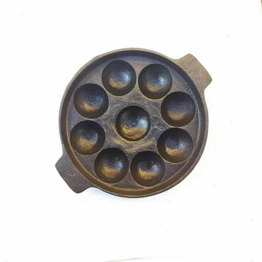 Paniyaram Pan Paddu Tawa Cast Iron (9 Pits) - HalfPe