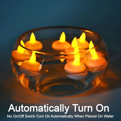 Set of 12 flameless floating battery operated tealight candles for decorative wedding use