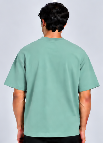 HUSTLE Men's Crew Neck Oversized Tees - Sage Mint Green