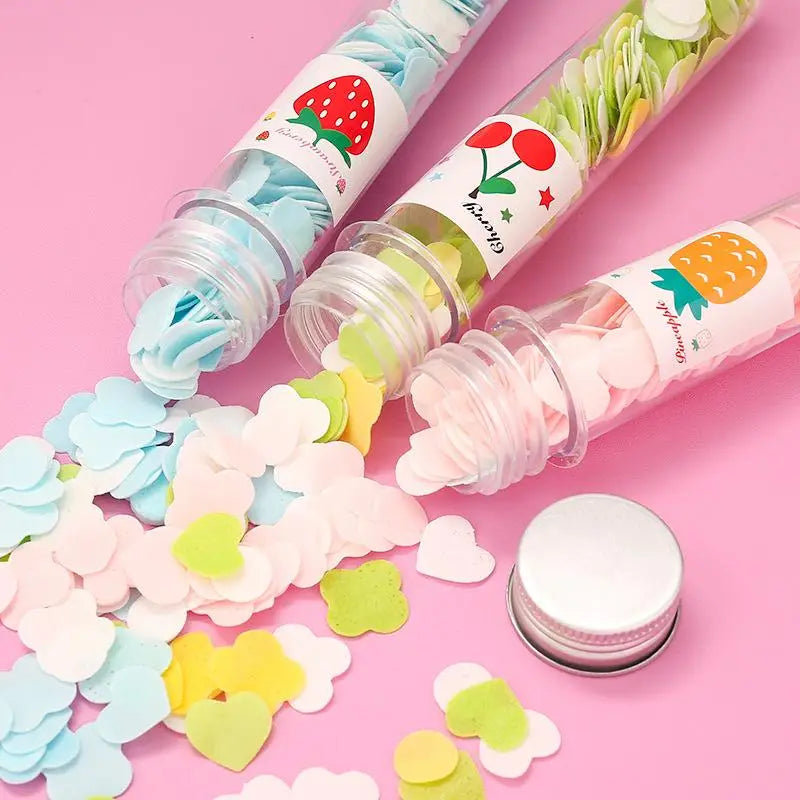Portable Hand Washing Bath Flower Shape Paper Soap Strips In Test Tube Bottle HP DD