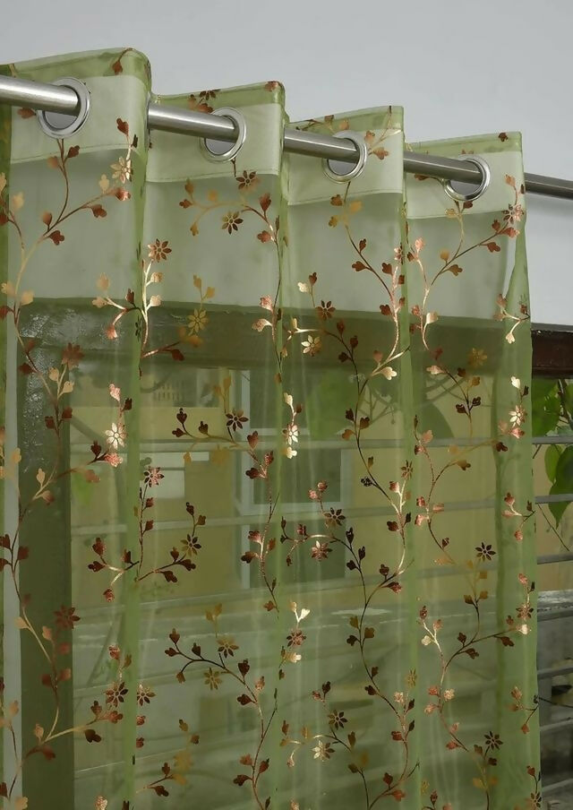 Shree Decor Sheer Transparent Net Curtain – Design 2 (700 Series) | 9FT | Lightweight Decorative for Door, Window & Pooja Room