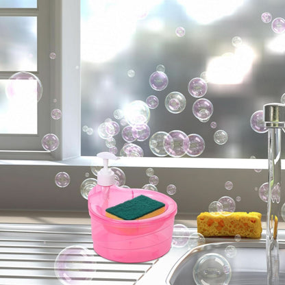 Double Layer Liquid Soap Dispenser with Pump & Sponge – 2-in-1 Clear Bottle