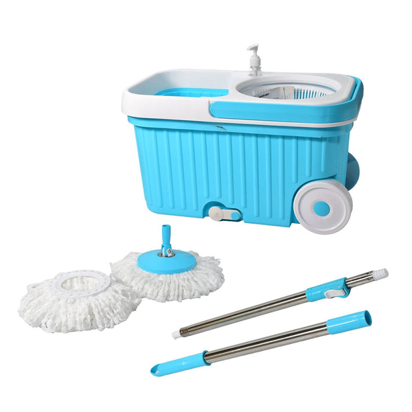 Sporty 360° Spin Mop with Big Wheels & Auto-Fold Handle