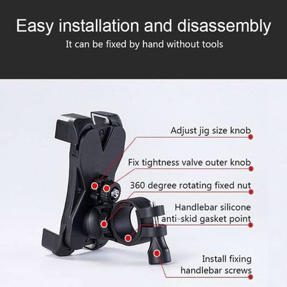 Bike Phone Mount Anti Shake And Stable Cradle Clamp With 360 Rotation
