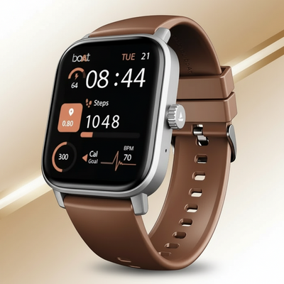 boAt Wave Astra Neo Smartwatch Stylish Design, HD Display, Health & Fitness Tracking (Timber Brown )