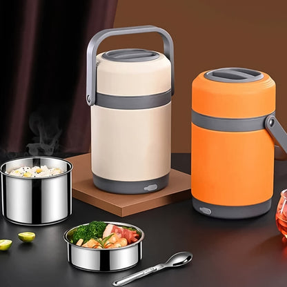 Vacuum Pot Heating Lunch Box USB Electric Heated Lunch Boxes Food Warmer Container Thermal Jar Stainless Steel & Office School Child Warmer (2 Ltr.)