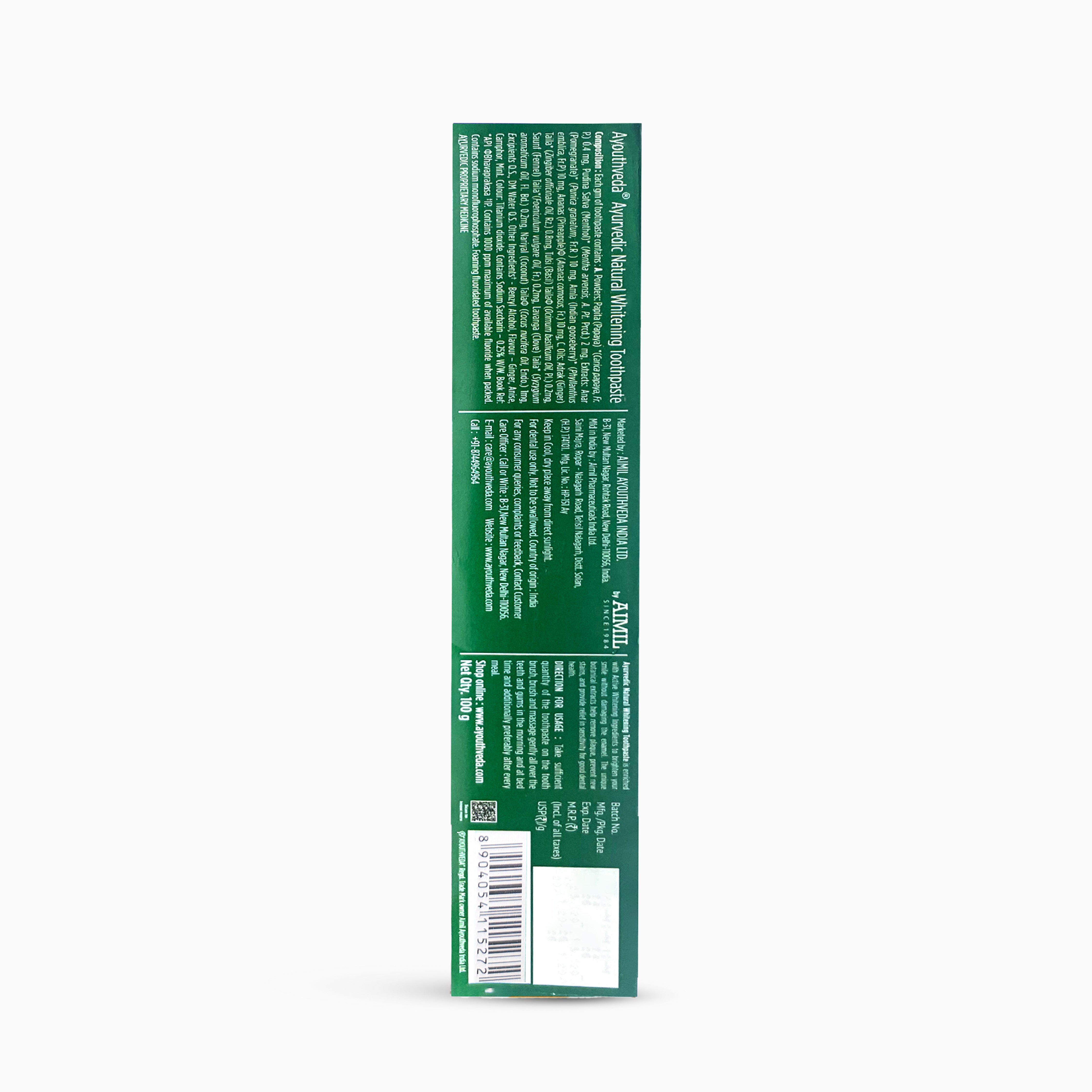 Ayurvedic Natural Whitening toothpaste Pack of 4 (100 gm) Aimil Ayouthveda