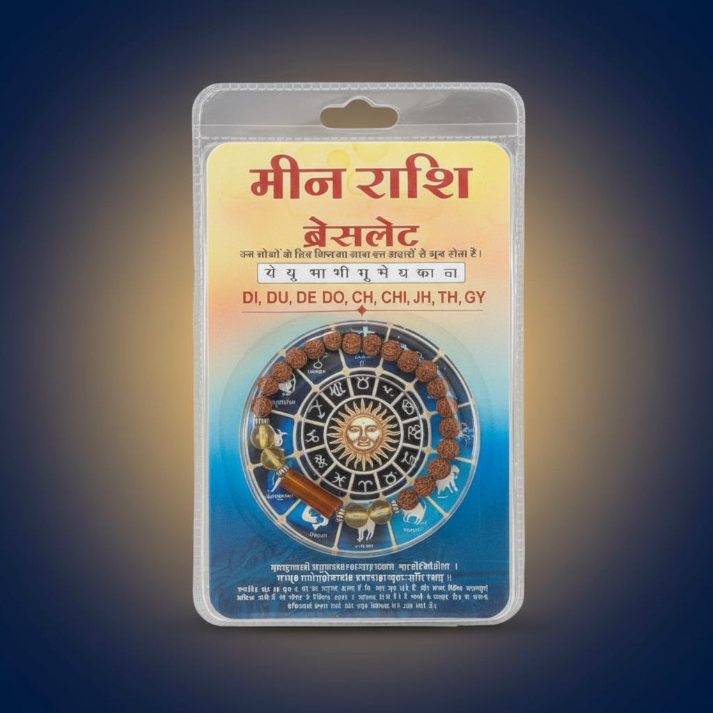 Pisces Rashi Rudraksha Bracelet (Meena Rashi-మీన రాశి) – Energy, Confidence & Positive Energy Band