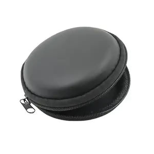 Round Earphone & Accessories Carry Case Compact Pouch for Cables, Coins & AirPods
