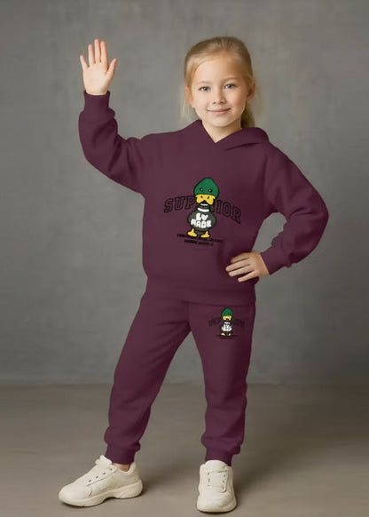 Little Champ Maroon Hooded Sweatshirt & Joggers Kids Set Luck Fashion