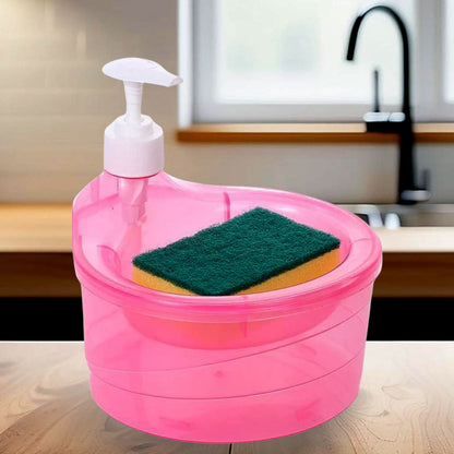 Double Layer Liquid Soap Dispenser with Pump & Sponge – 2-in-1 Clear Bottle